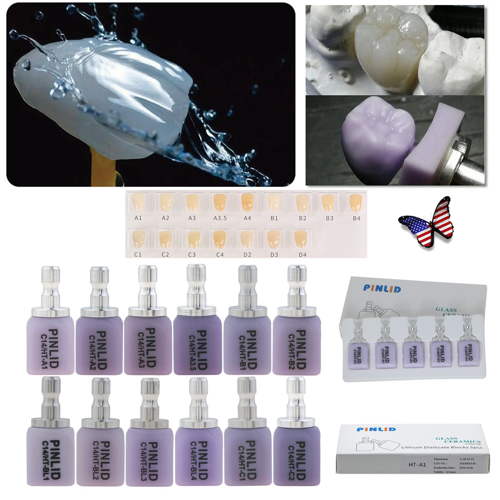 Lithium Disilicate Glass Ceramic IPS e.max CAD HT/LT Blocks For inLab C14/5pcs