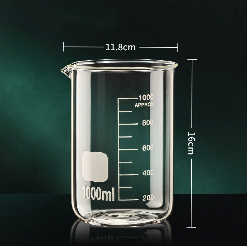 1pc High Borosilicate Glass Measuring Cup: 50–1000ml Clear Scale Beaker – NEW