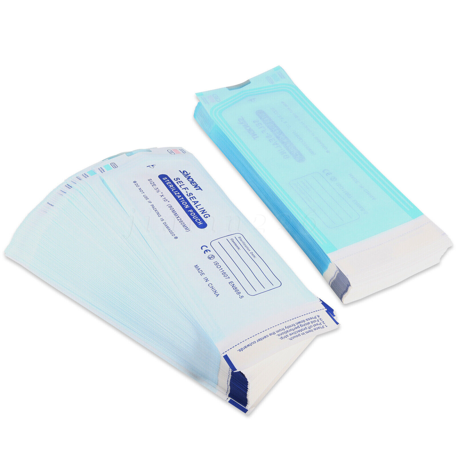 200 Self-Sealing Sterilization Pouch, 3.5″ x 10″ Paper/Blue Film (1 Box)