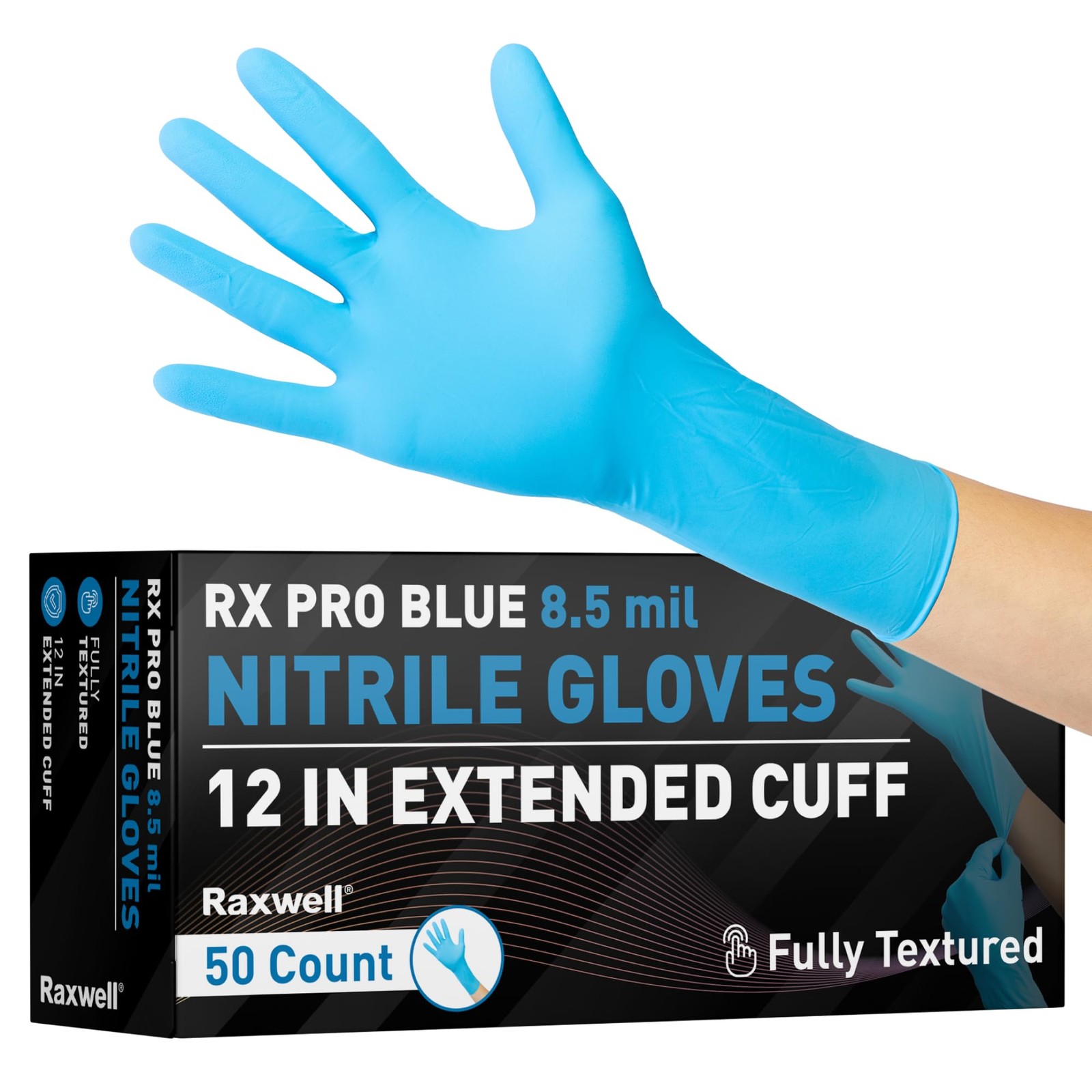 Long Dishwashing Gloves – XX-Large, Blue, 50 Count – Disposable Nitrile Rubbe…