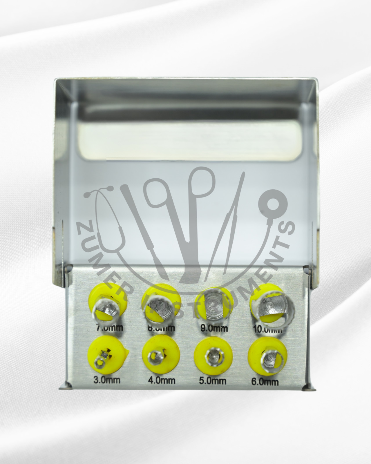 Dental Trephine Kit 8 Pcs Yellow Coated & Bur Holder