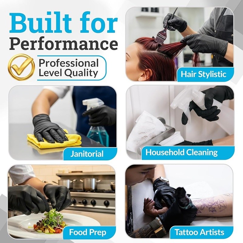 Durable Nitrile Gloves Disposable Textured Grip Non-Latex Powder Free Cleaning