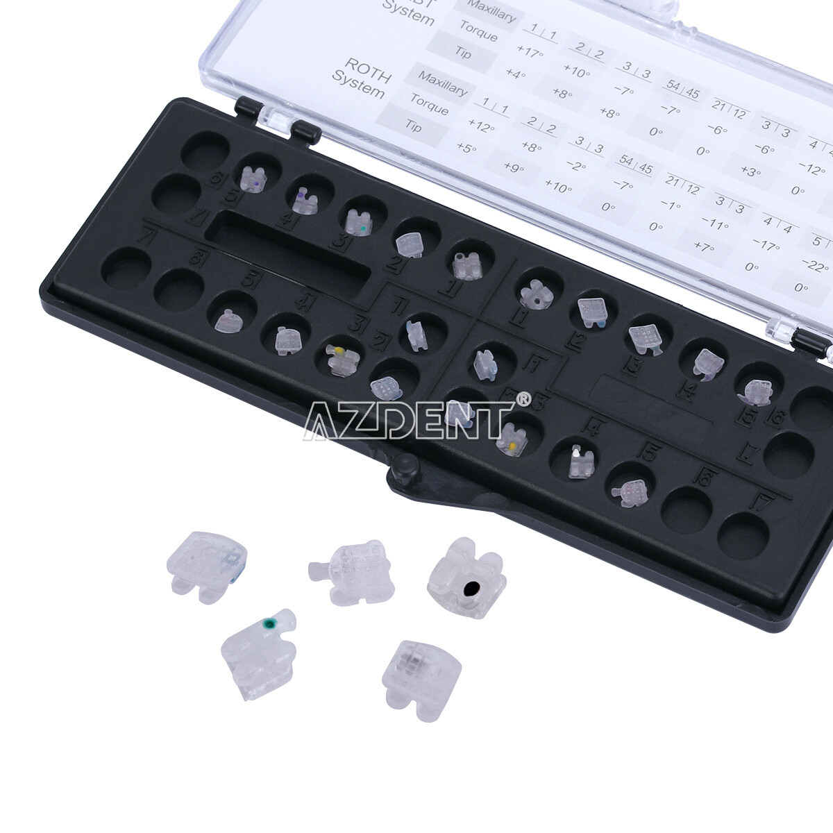 Dental Ortho Self-ligating ceramic Bracket Brace Roth/MBT 0.018/.022 Hooks 3-4-5