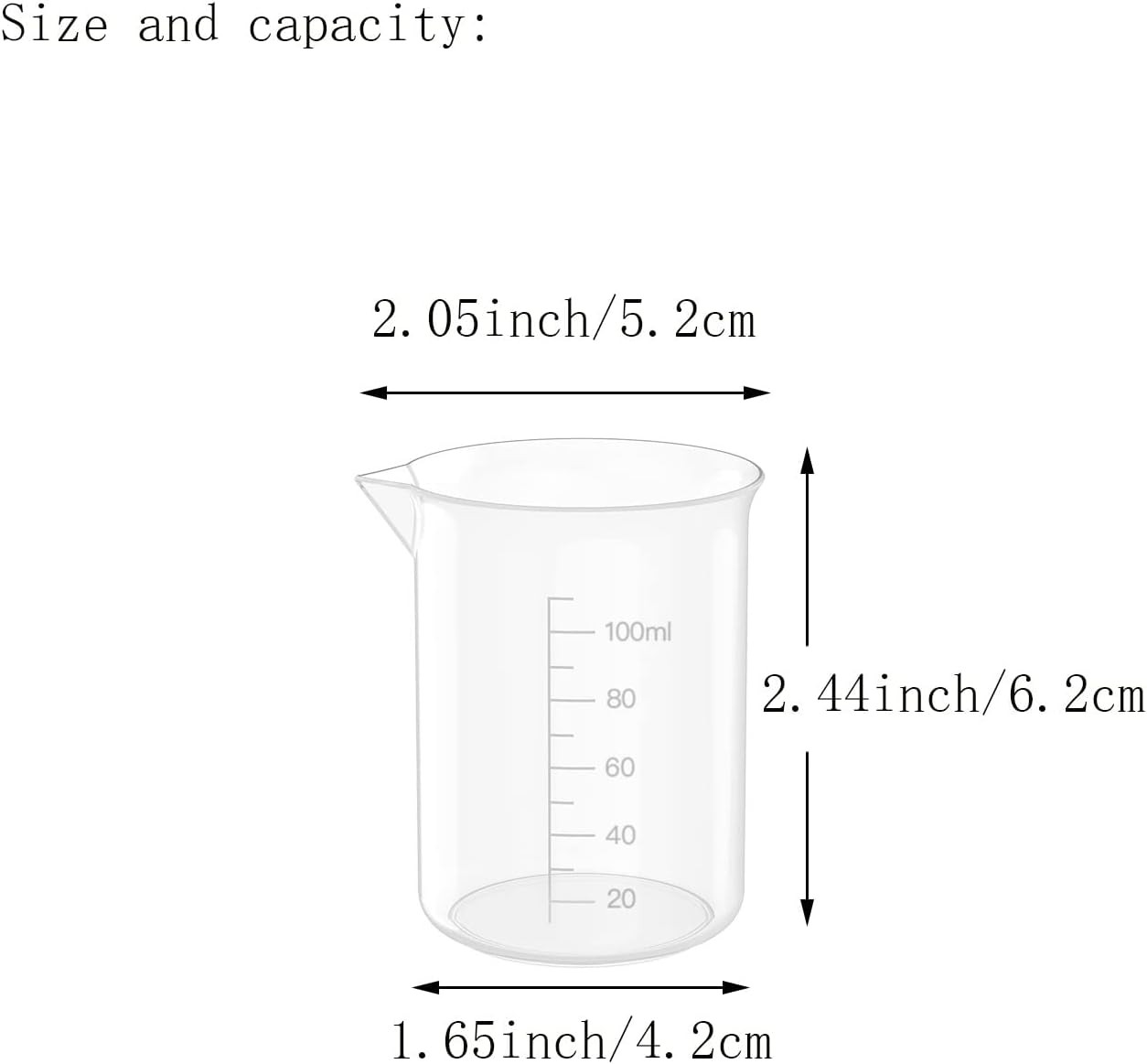 10 Oz Transparent Lab Measuring Cup, 300ml Plastic Beaker Cups, for Science Expe