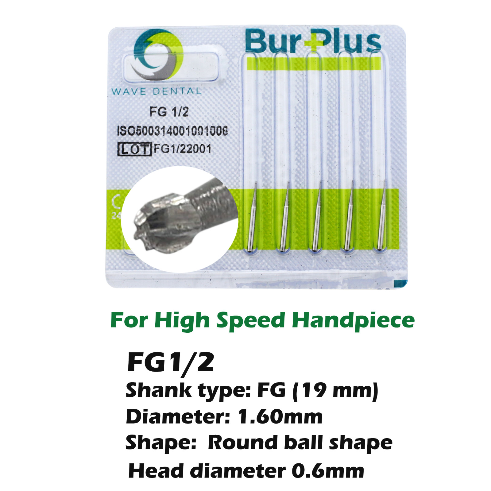 Wave Dental Carbide Bur Friction Grip High Speed Bur FG330 Round 1/4 2 4 6 8 557
