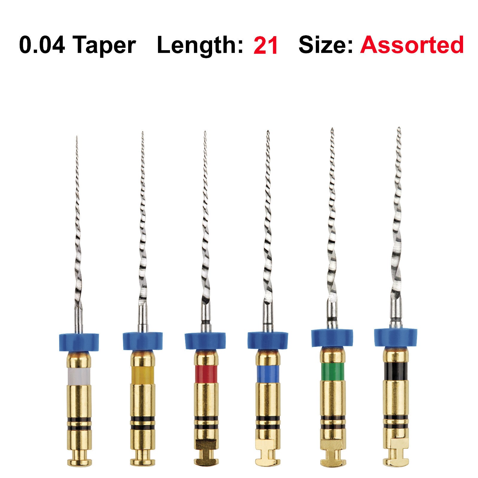 6Pcs Dental Root Canal Vortex Blue 21mm/25mm/31mm .04 Taper Rotary Files 21 Size