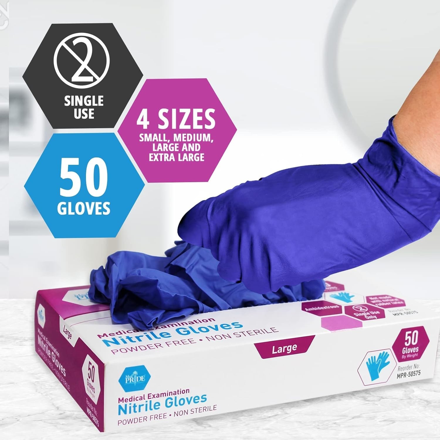 Comfortable Disposable Nitrile Gloves for Medical Use, Pack of 50 – Powder-Free