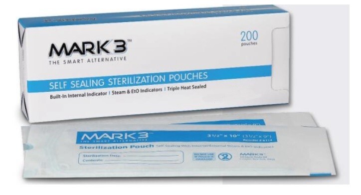 MARK3 5-1/4″ x 11″ Self-Sealing Sterilization Pouch, 200/bx. Triple heat sealed