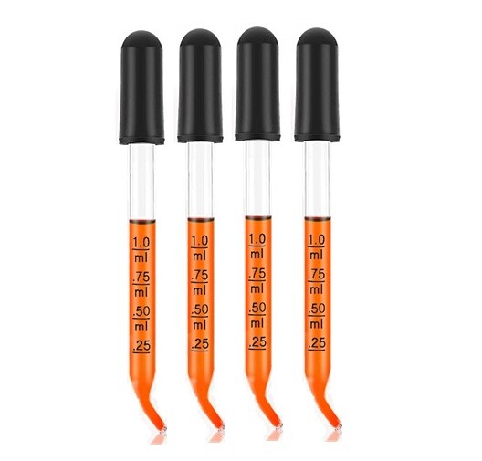 Medicine Art Essential Oils Eye Dropper Graduated 4″ Curved Tip 1ml (4 Pack)