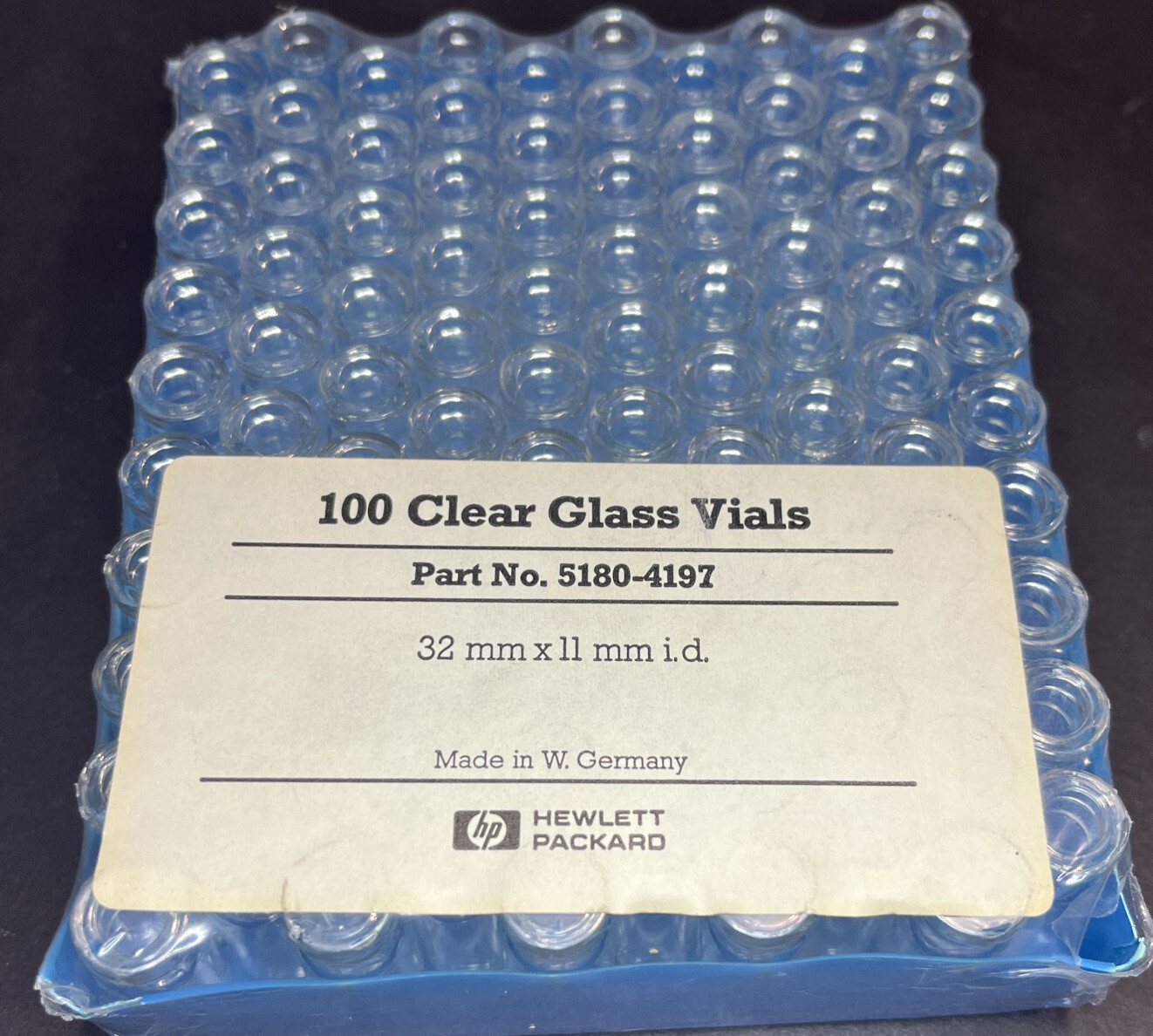 Hewlett Packard Clear Glass Vial 2 ml 11 x 32 mm ID 100 Vials