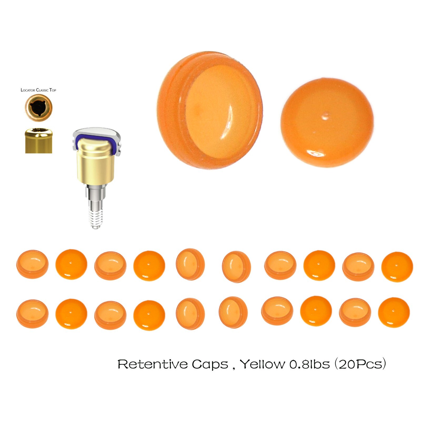 Dental Zest Locator compatible Orange Extended Range 0.8lbs Males Inserts Kit