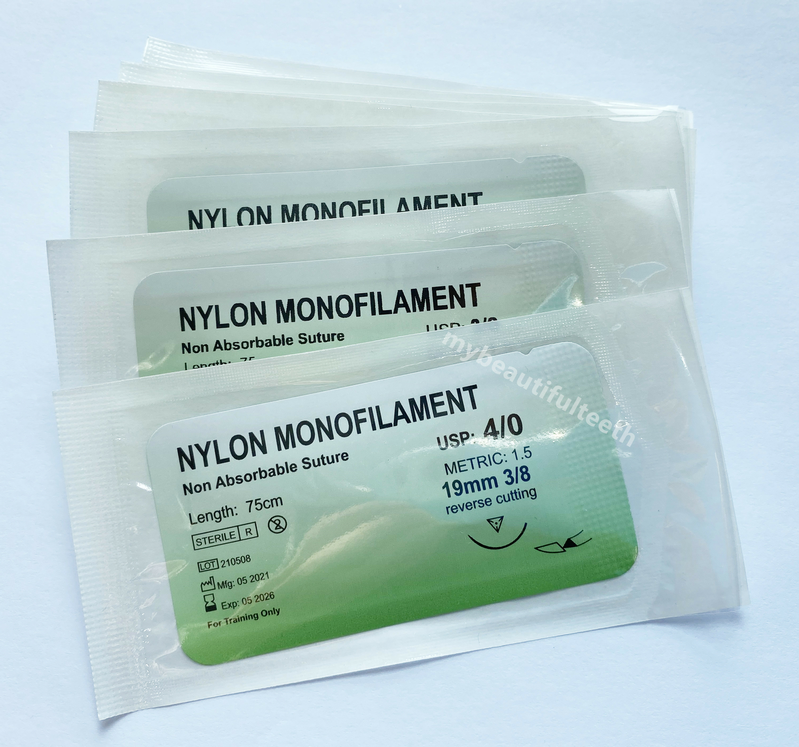 100Pcs Nylon Usp 4/0 Reverse Cut Metric Study Sutures Practice Suture Dental