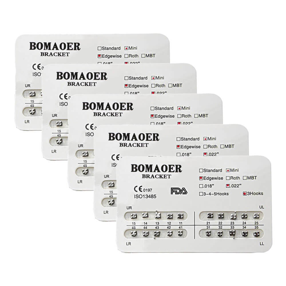 5×Dental Orthodontic Metal Bracket Brace Mini Edgewise 022 3 Hook 20PCS/Pack