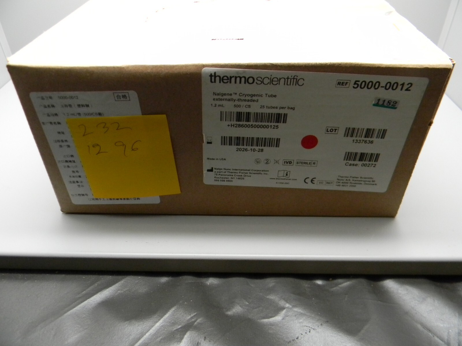 Thermo 5000-0012 Nalgene General Long-Term Storage Cryogenic Tubes Case of 500