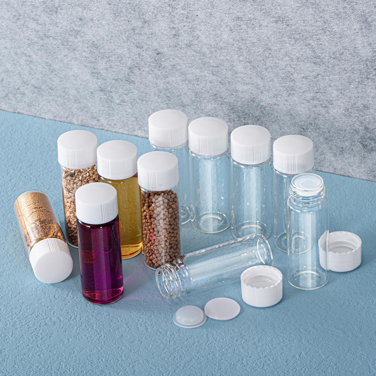 100 10Ml Vials Small Mini Tiny Glass Bottles Clear Empty Jars with Aluminum Top