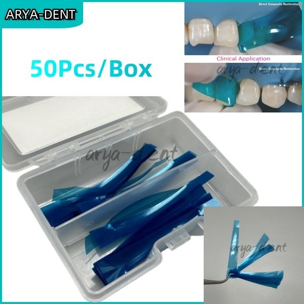 50Pcs Dental Contoured Anterior Matrix Bands Matrice Polyester Blue Strip
