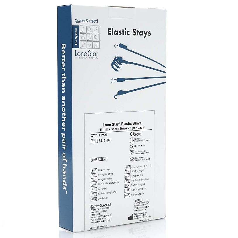 *8-Piece* Cooper Surgical Lone Star Elastic Stays 3mm Sharp Hook Sterile 3314-8G