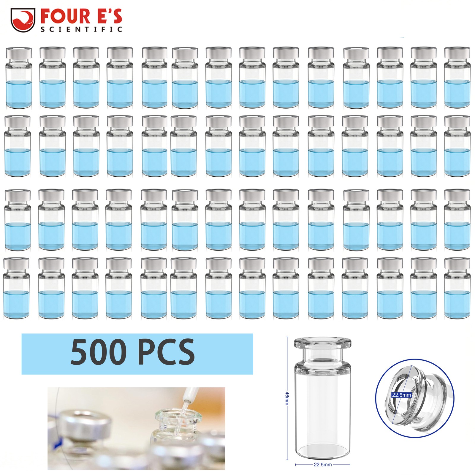 500PCS 10ml Headspace Vials Clear Glass Vials 20mm Crimp top Flat Bottom HPLC