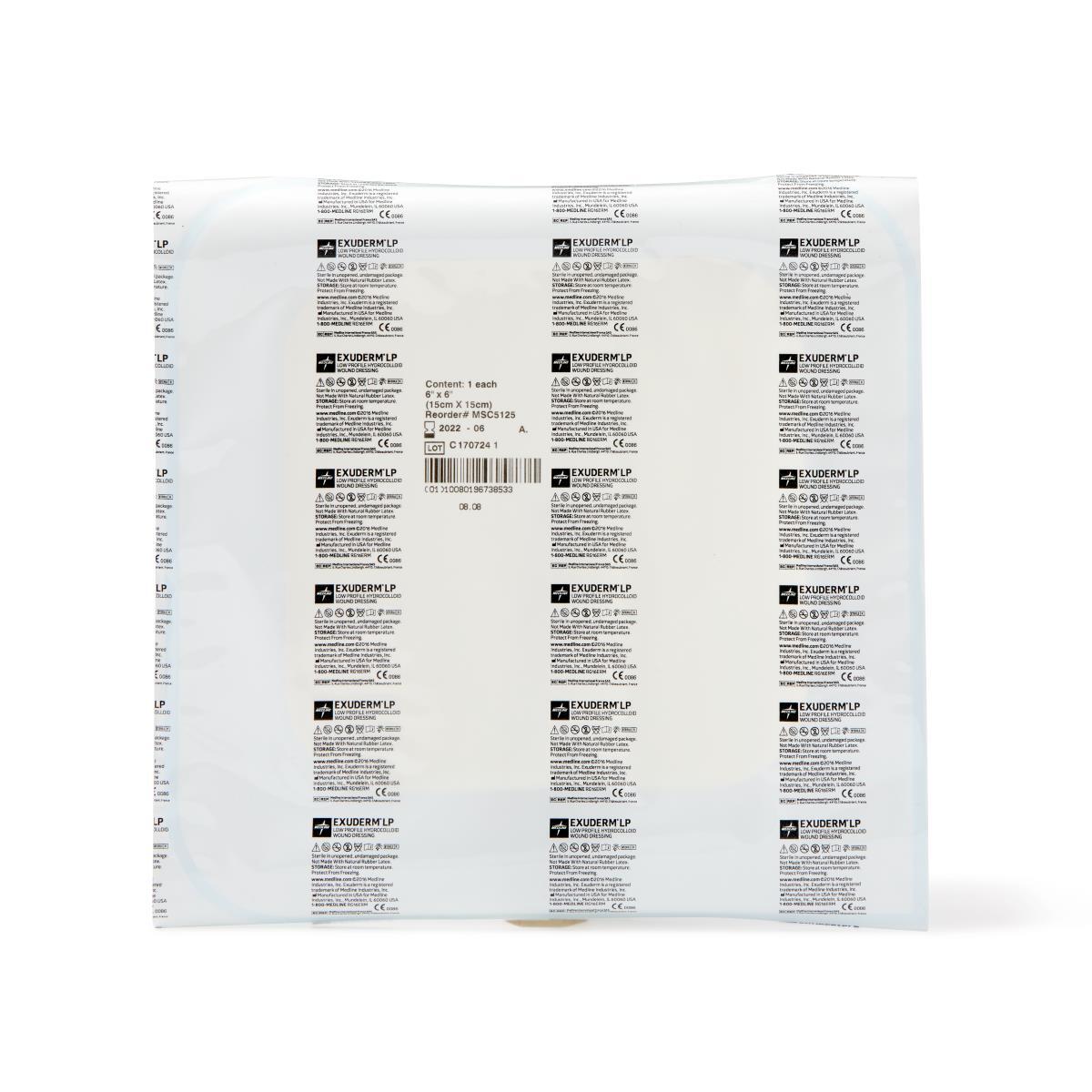 Exuderm LP Low-Profile Hydrocolloid Wound Dressing, 6″ x 6″, Each