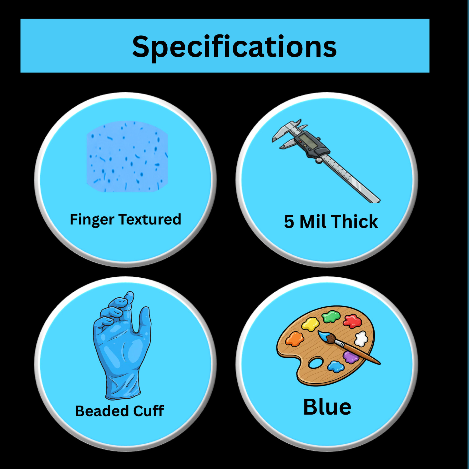 2000 Gloves Blue Industrial Nitrile Gloves Powder Free 5 Mil 2XL