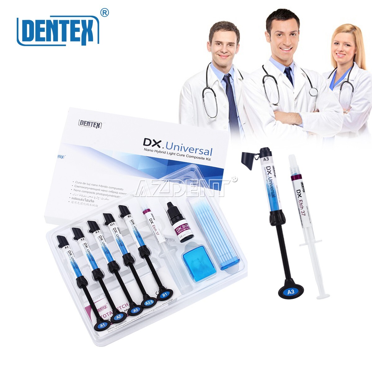 Dental Universal Light Cure Composite Resin Kit Etching Gel A1 A2 A3 A3.5 B1