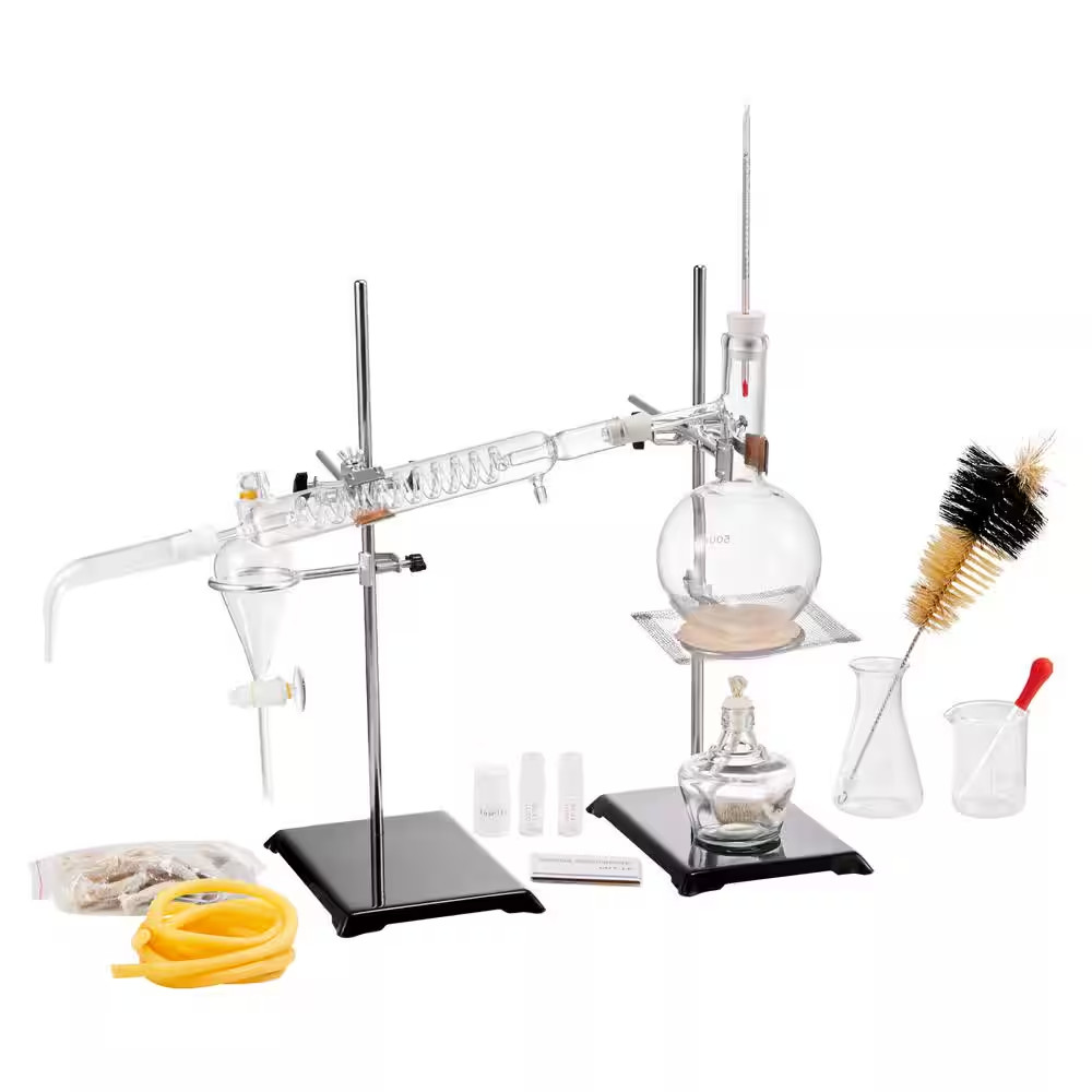 Essential Oil Distillation Kit, 500Ml Apparatus, 3.3-Borosilicate Glass, Alcohol