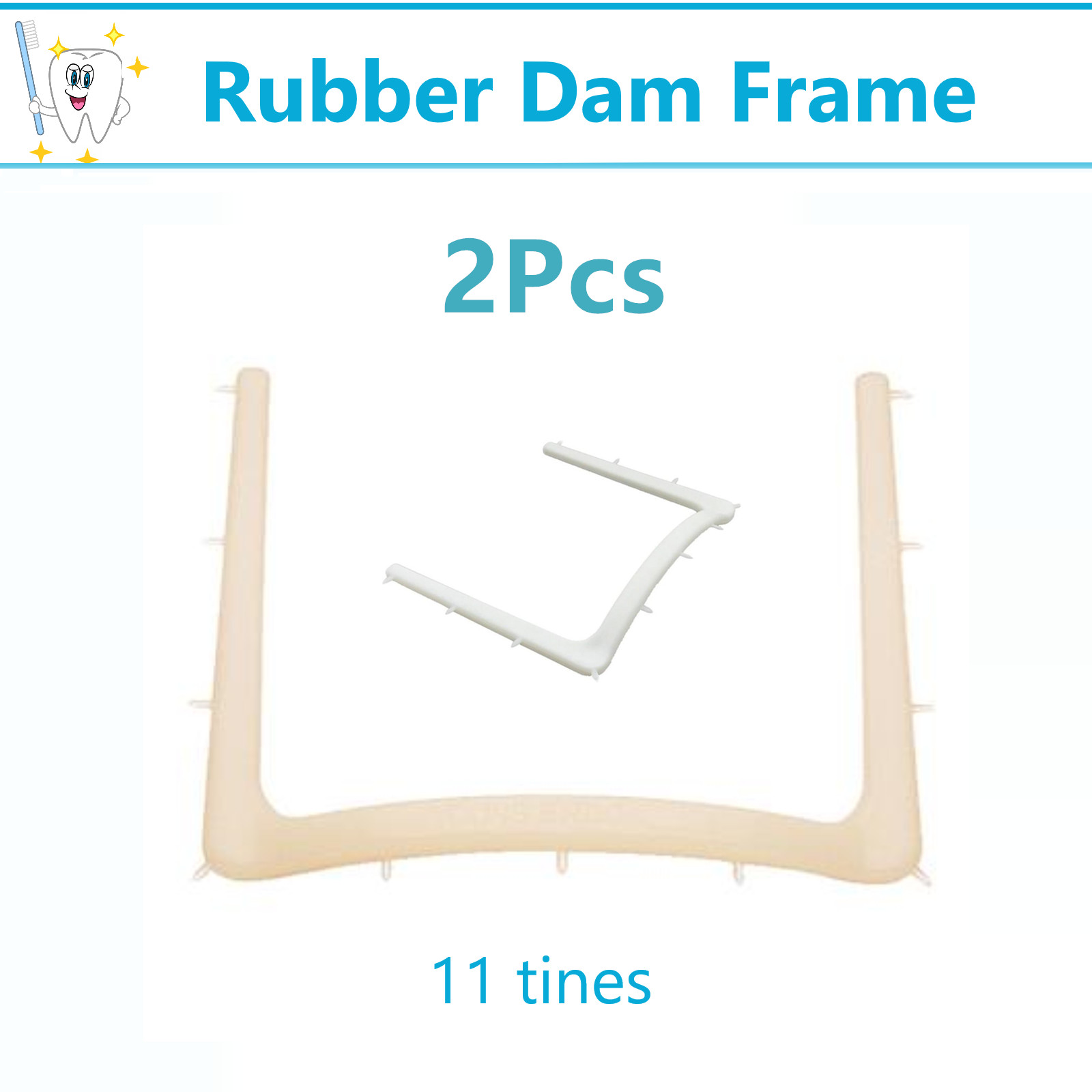 2Pcs Dental U-Shape Rubber Dam Frame Plastic White Young Arch Standard Size