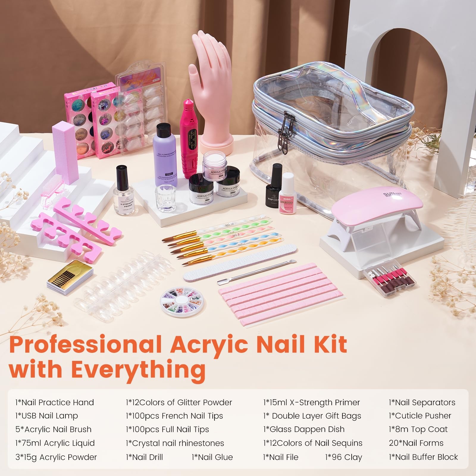 Wilfniee Nail Kit For Beginners Everything Practice Nail Hand Acrylic Set