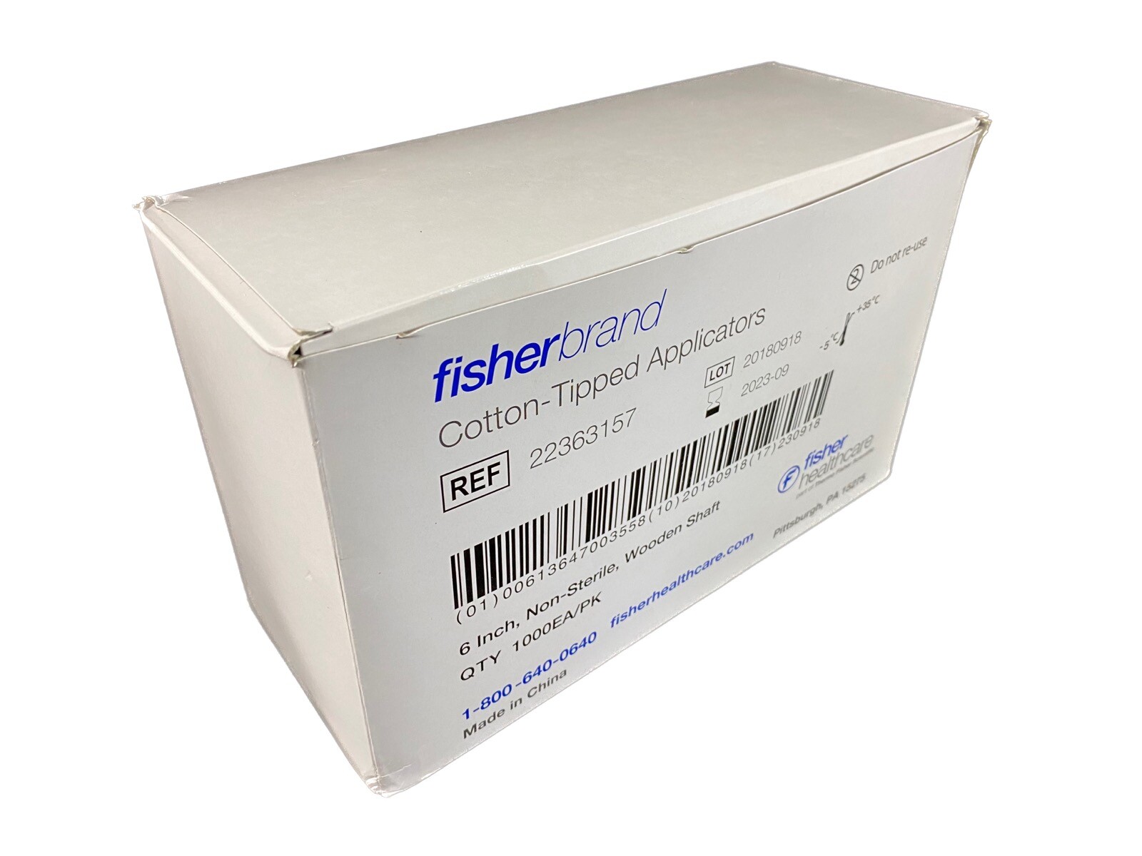 FISHERBRAND 15cm Wooden Cotton Tipped Applicators 22363157 (1000/pk)
