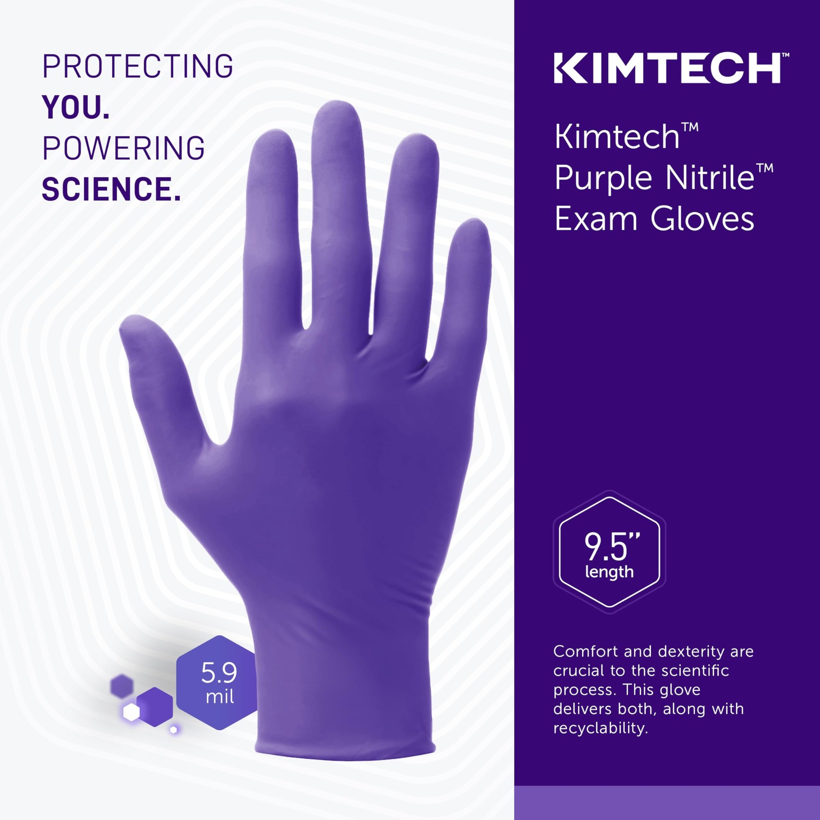 Kimtech™ Purple Nitrile™ Exam Gloves (55081), 5.9 Mil, Ambidextrous, 9.5”, Sm…