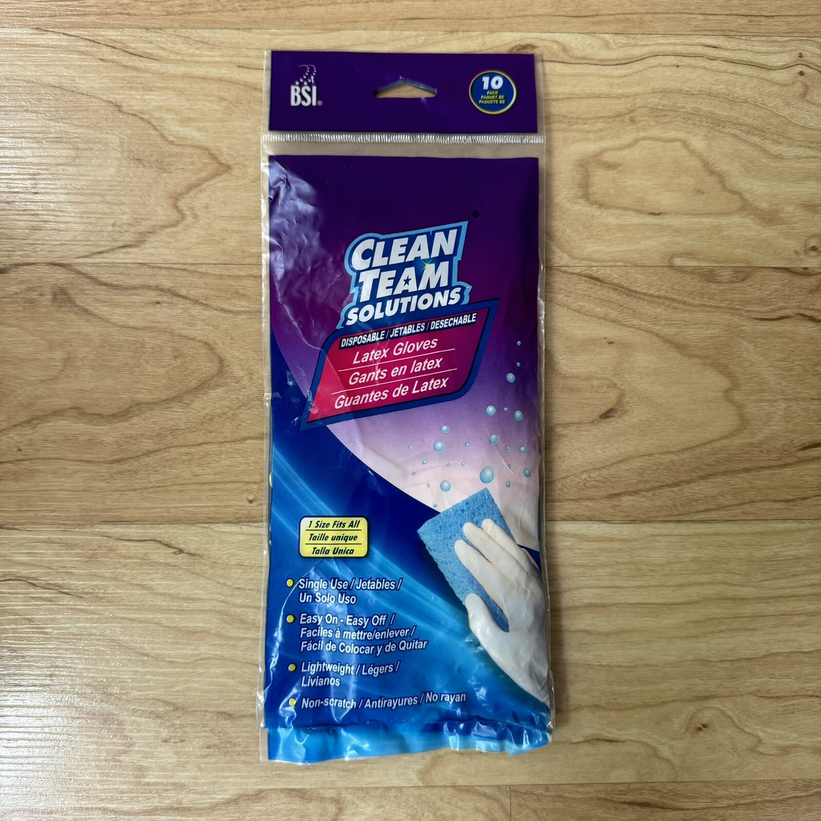 10 PACK LATEX DISPOSABLE GLOVES CLEAN TEAM SOLUTIONS SINGLE USE BSI BRAND NEW