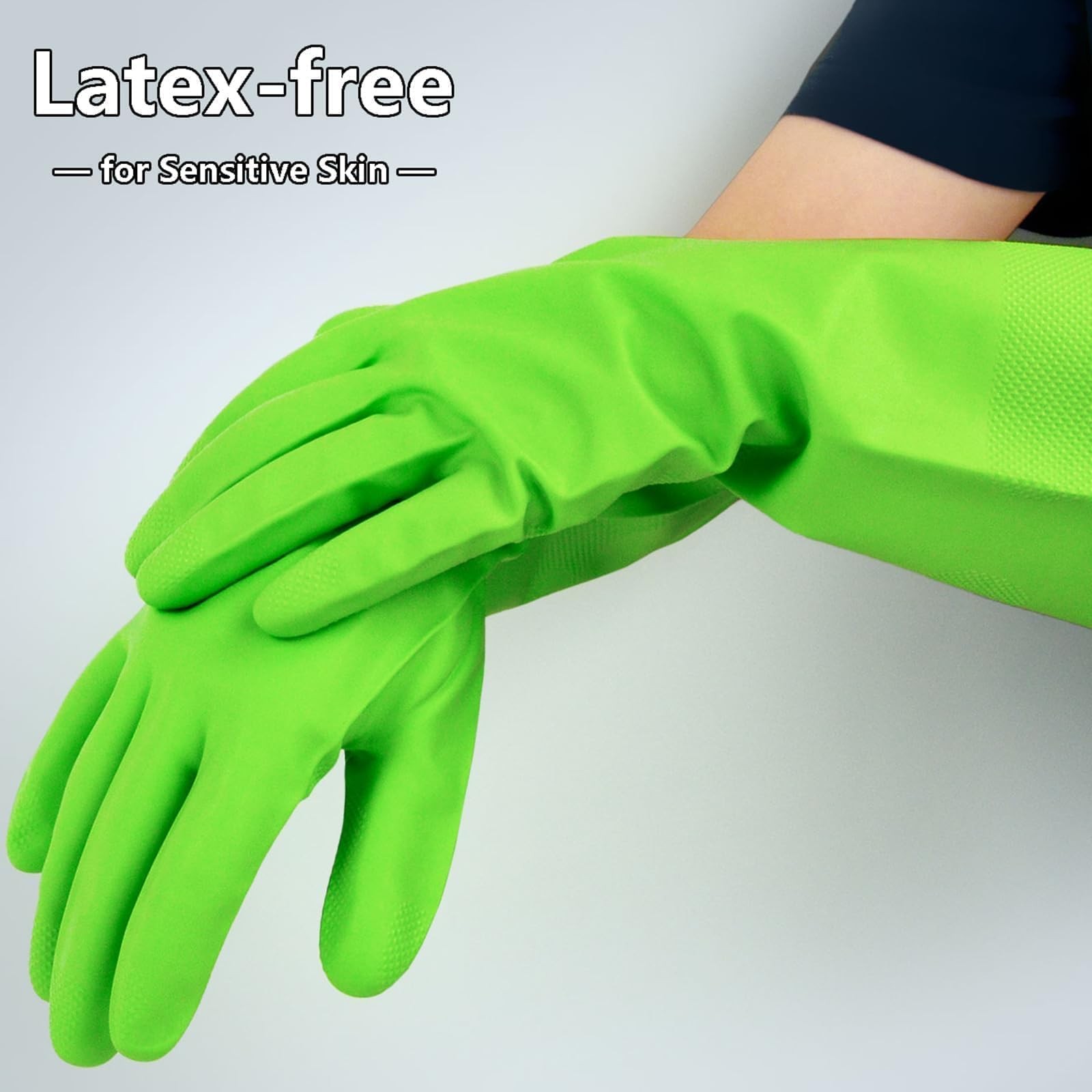 Synthetic Rubber Gloves, Medium Size, 11.8 Inches, 3 Pairs 3 Colors for House…