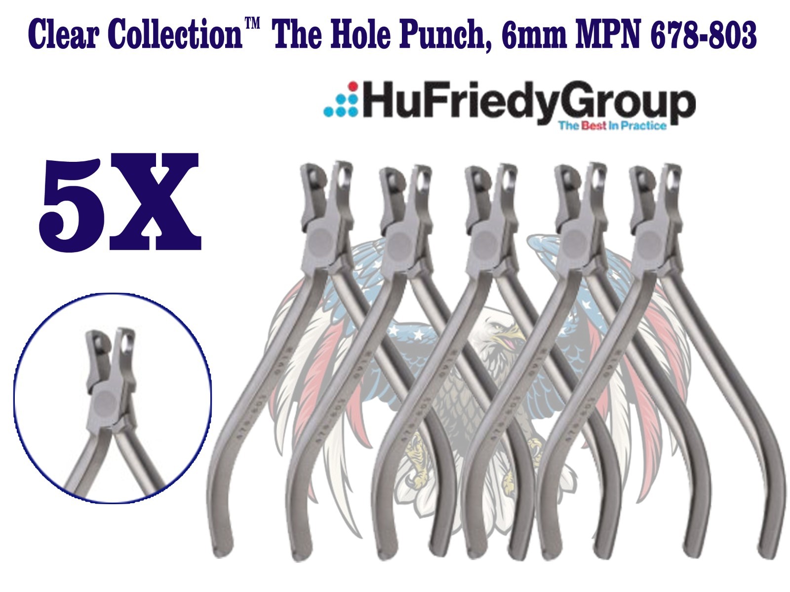 Lot of 5 Pcs Hu Friedy Clear Collection™ The Hole Punch, 6mm MPN 678-803