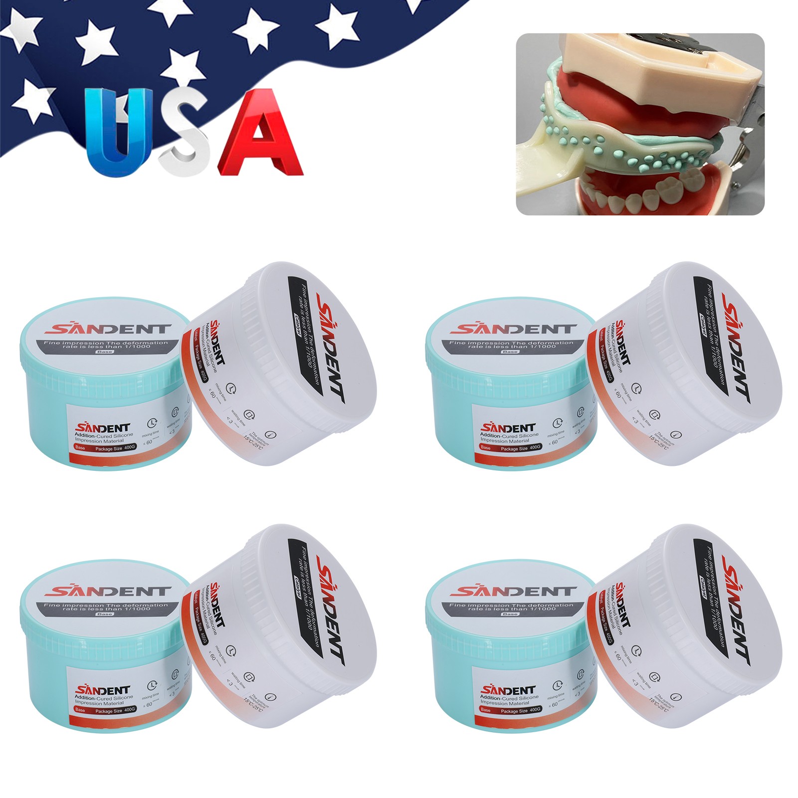 1-5 Sets SANDENT Dental Silicone Rubber Impression Material Putty Soft PVS VPS