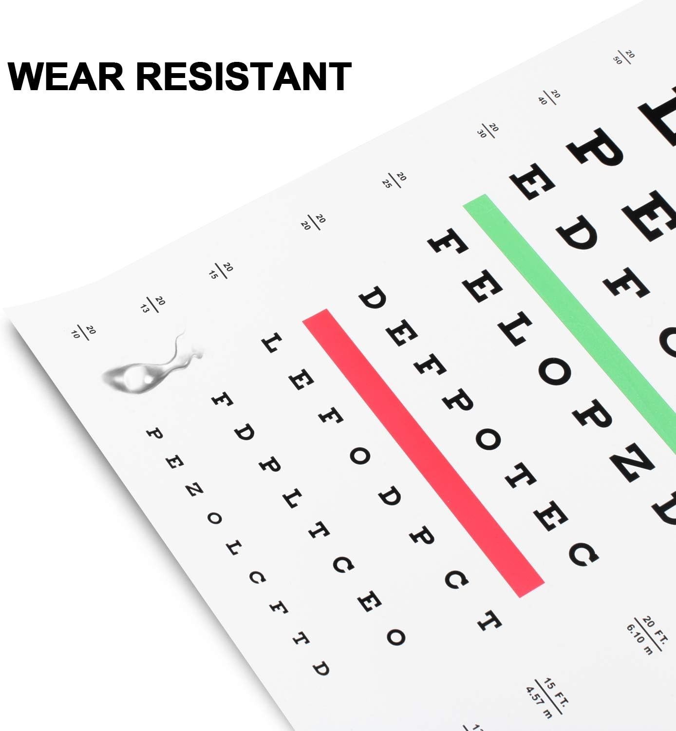 Professional Snellen Chart – Eye Exam Essential, 20 Feet, Unframed 11 x 22 in.