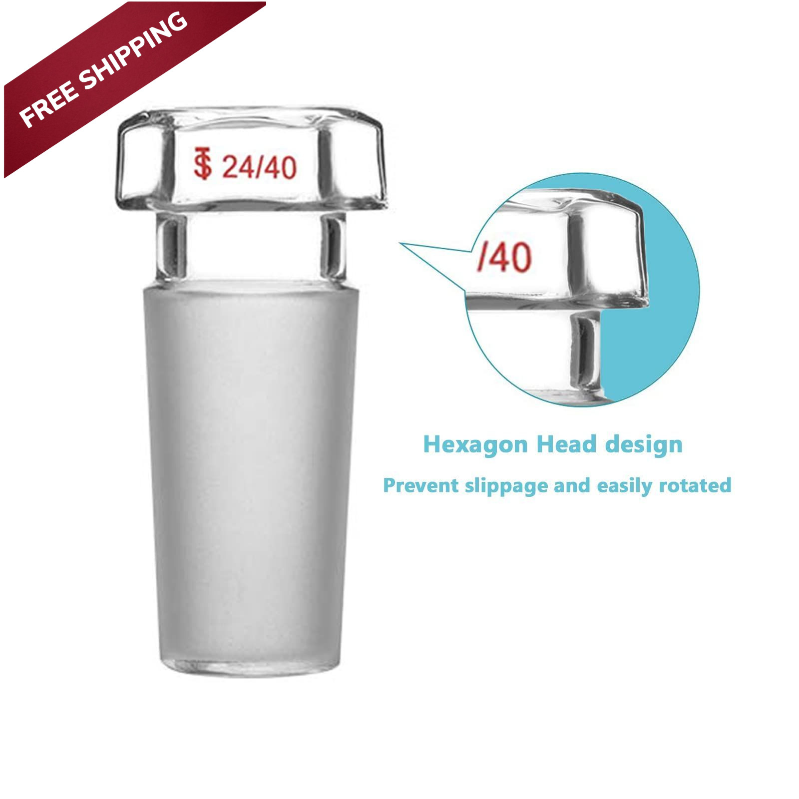 Starfa Lab 2PCS Glass Hexagonal Head Stopper for 24/40 Joint Glass…