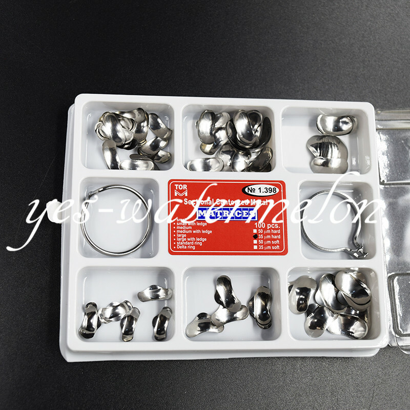 Dental 100 Pc Metal Matrice No.1.398 Sectional Contoured Matrix Refill 35μm Hard