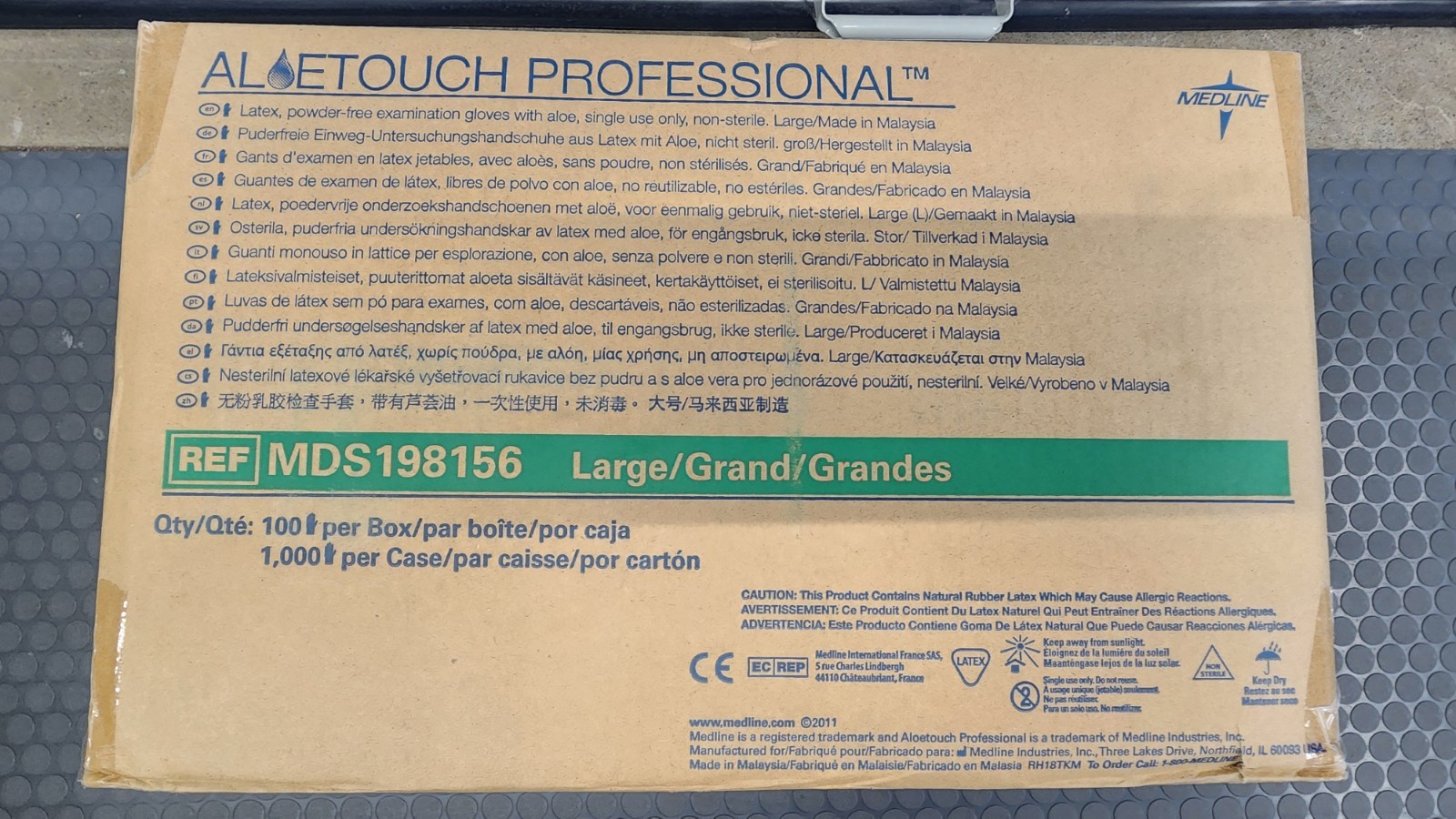 Case 1000 MEDLINE Aloetouch Professional Latex Exam Gloves Large