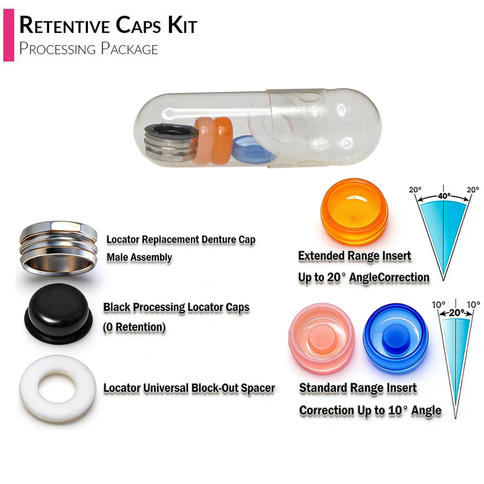 Fit Zest Locator Abutment & Male Processing Caps Hiossen Straumann Nobel Zimmer