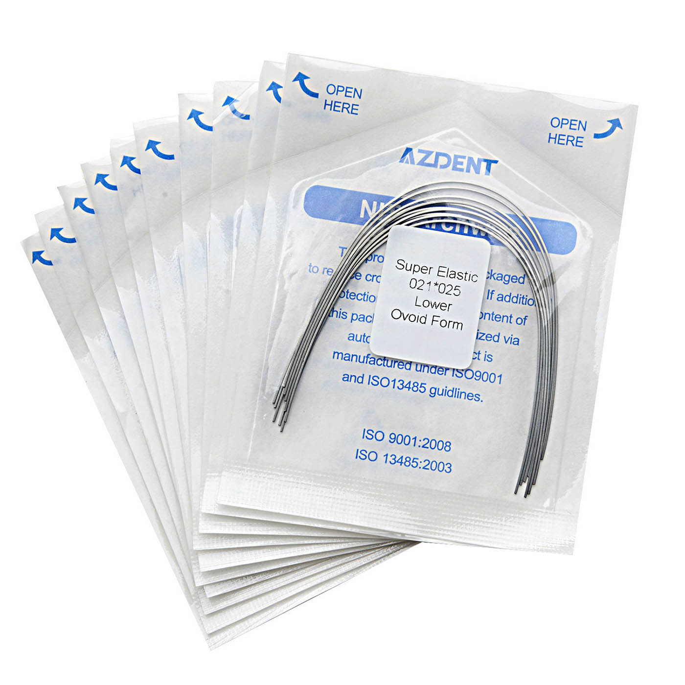 Dental Ortho Super Elastic Niti Rectangular Arch Wire Ovoid Form 14X25-21X25 U/L