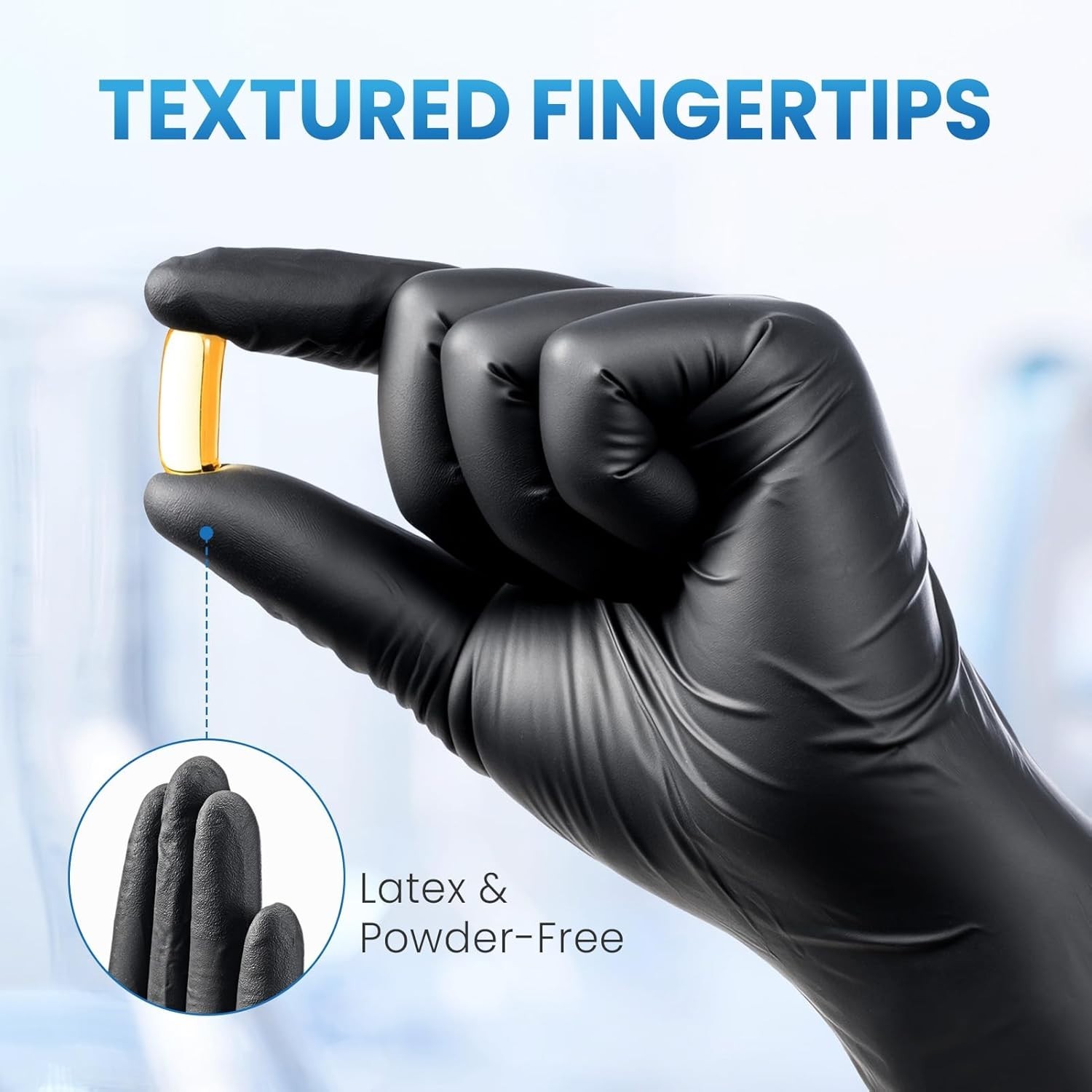 Large Black Nitrile Gloves, 100 Count – Latex-Free & Food Safe for Maximum Pr…