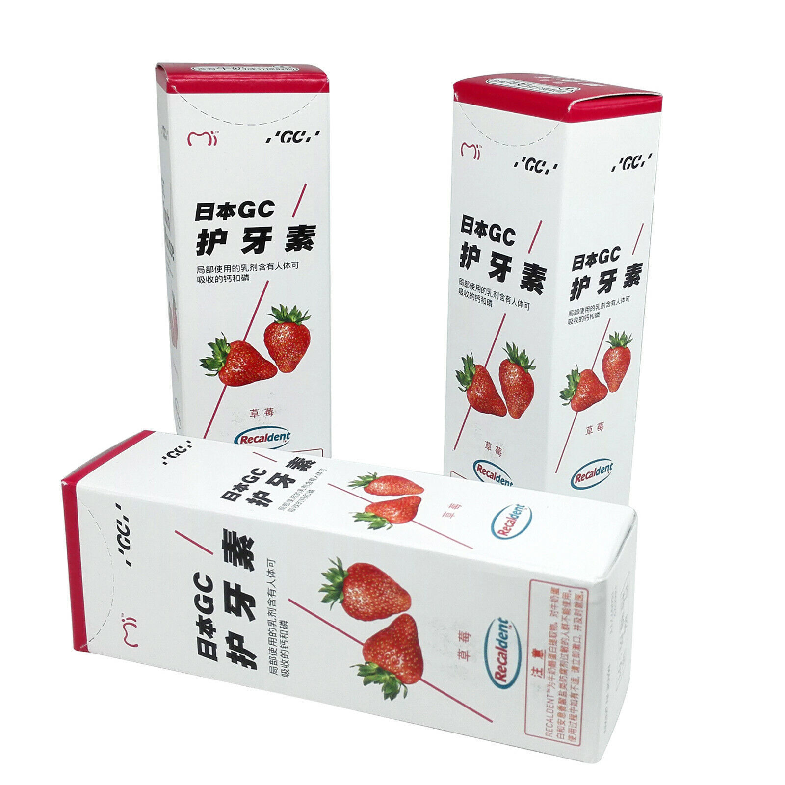GC TOOTH MOUSSE STRAWBERRY TOPICAL TOOTH CREAM WITH RECALDENT 1 TUBE OF 40 GM