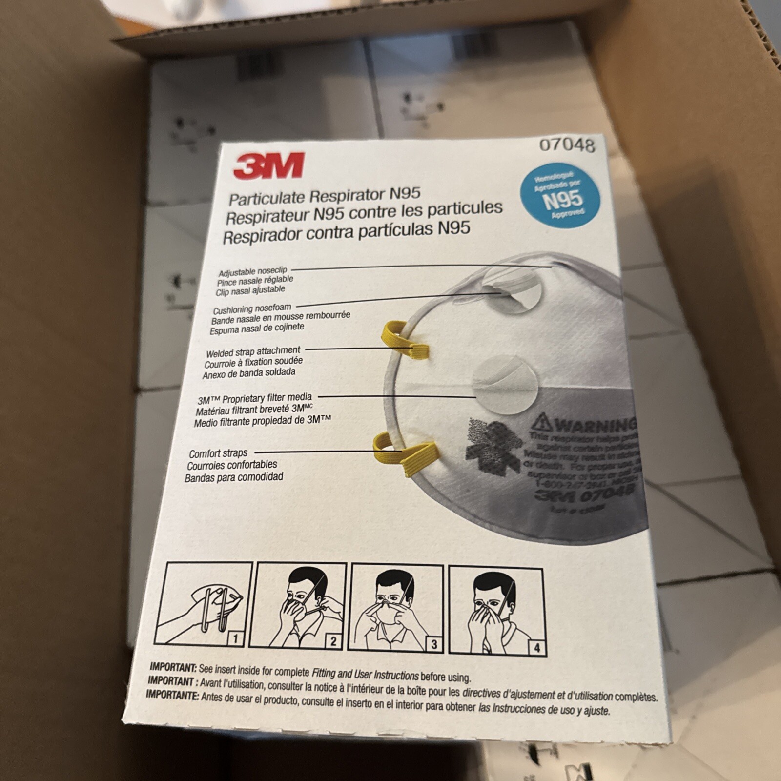 New Case of 8, 160 Masks, 3M N95 Disposable Particulate Respirator Protection