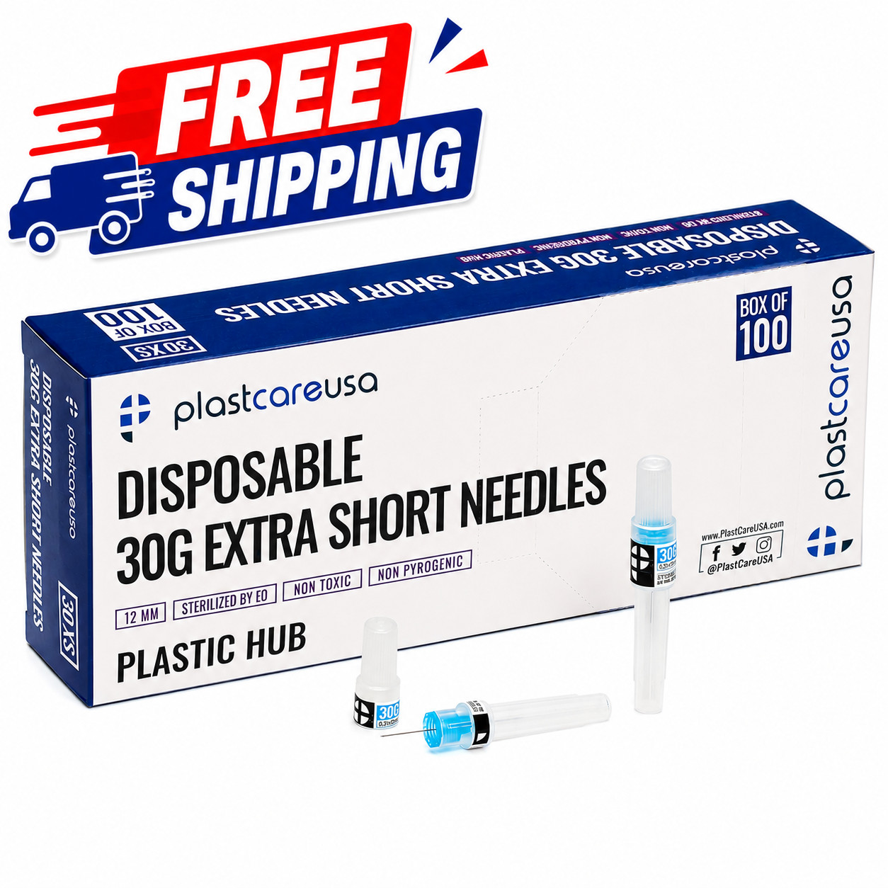 100 Disposable Dental Needles in Perforated Box (30G Extra Short), 12mm Length