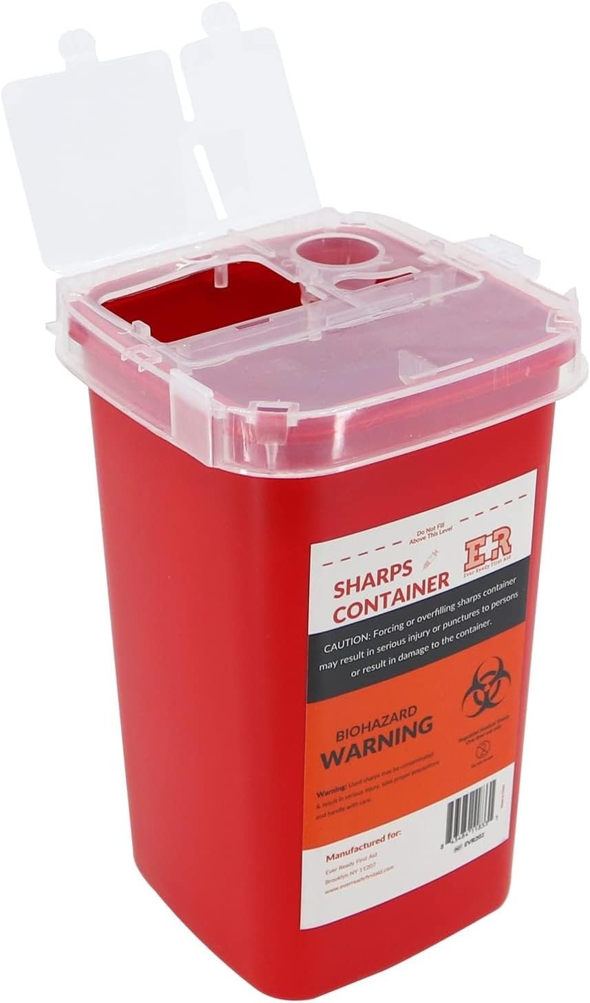 1 Quart Puncture-Resistant Sharps Container, 24 Count for Secure Waste Disposal