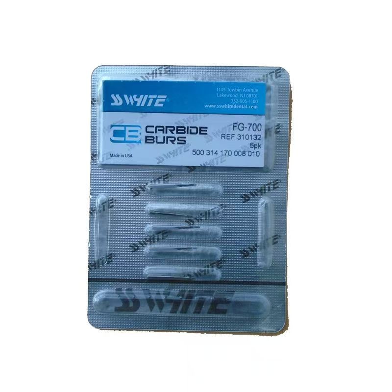 SSW FG Fissure Carbide Burs 5Pcs High Speed White Shark Dental Bur Set
