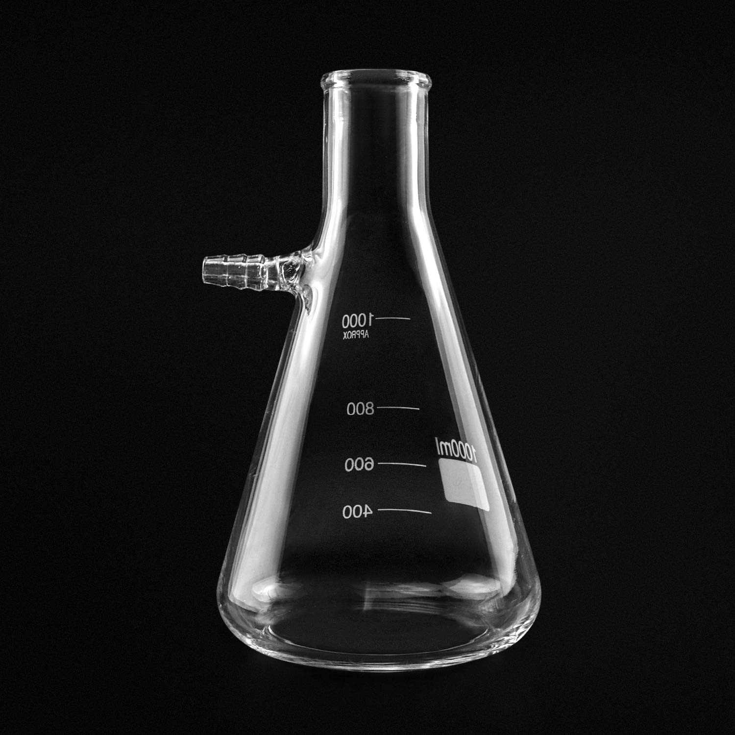 QWORK 1000ml Borosilicate Glass Filtering Flask with Tubulation, 1000ml, 1 pc