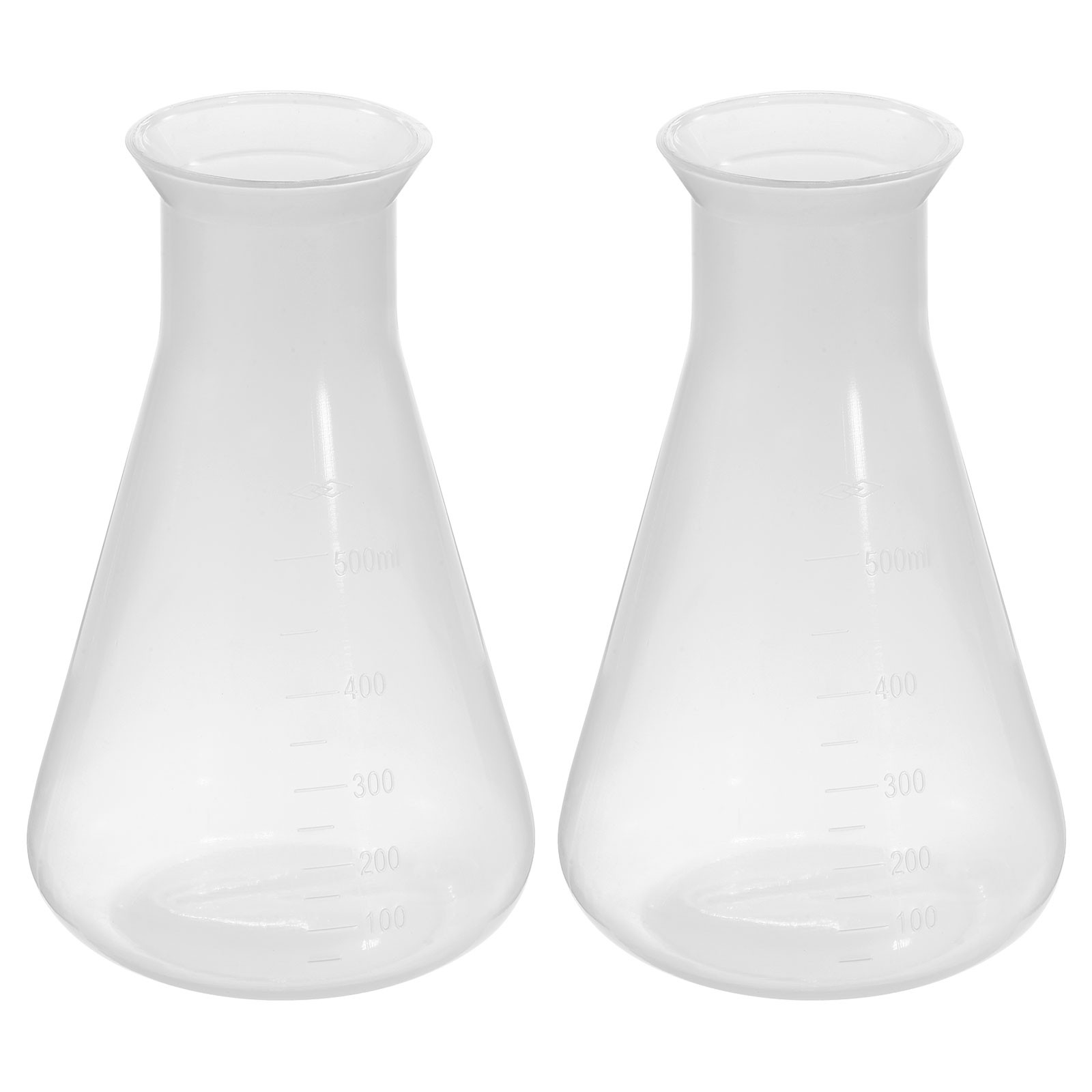 500ml Plastic Erlenmeyer Flask, 2 Pack Wide Mouth Conical Flask