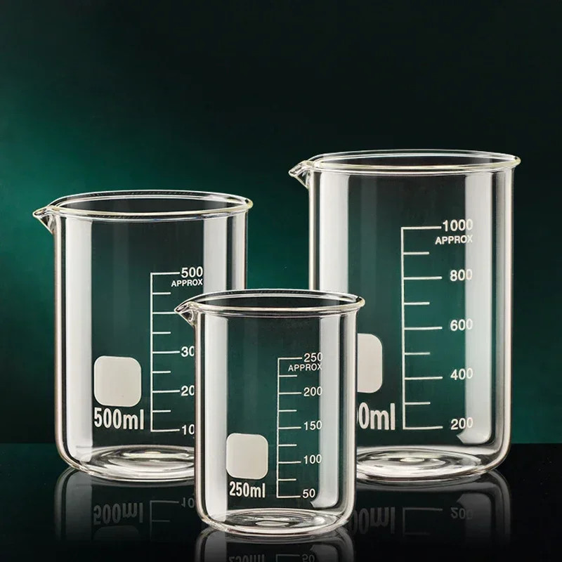 JUSTINLAU High Borosilicate Glass Beaker Clear Measuring Cup with Scale Laborato