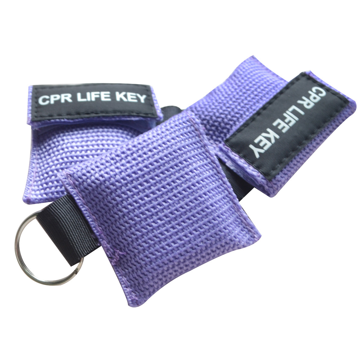 100Pcs/lot CPR Mask Keychain with Cpr Face Shield CPR Life Key Training Purple